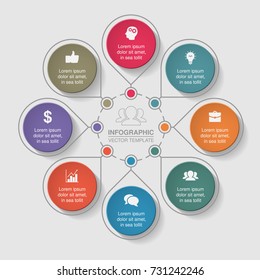 Vector infographic template for diagram, graph, presentation, chart, business concept with 8 options.