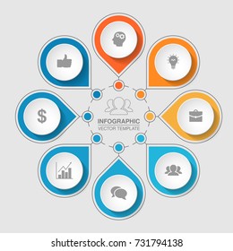 Vector infographic template for diagram, graph, presentation, chart, business concept with 8 options.