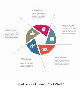 Plantilla de infografía vectorial para diagrama, gráfico, presentación, gráfico, concepto de negocio con 5 opciones.