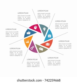 Vector infographic template for diagram, graph, presentation, chart, business concept with 8 options.