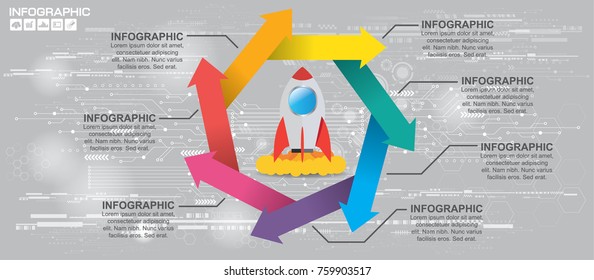Vector infographic. Template for diagram, graph, presentation and chart. Business concept with 7 options, parts, steps or processes.