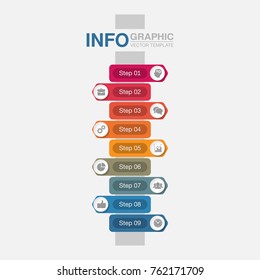 Vector infographic template for diagram, graph, presentation, chart, business concept with 9 options.