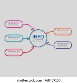 Vector infographic template for diagram, graph, presentation, chart, business concept with 5 options.