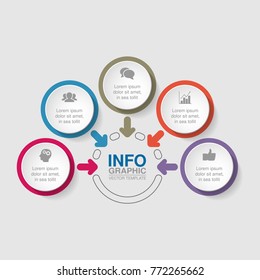 Vector infographic template for diagram, graph, presentation, chart, business concept with 5 options.