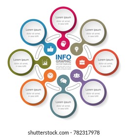 Vector infographic template for diagram, graph, presentation, chart, business concept with 8 options.