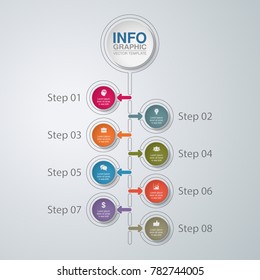 Vector infographic template for diagram, graph, presentation, chart, business concept with 8 options.