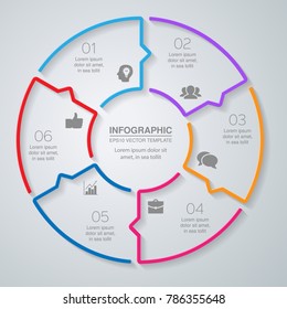 Vector infographic template for diagram, graph, presentation, chart, business concept with 6 options.