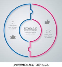 Vector infographic template for diagram, graph, presentation, chart, business concept with 2 options.