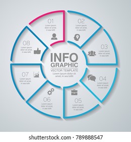 Vector infographic template for diagram, graph, presentation, chart, business concept with 8 options.