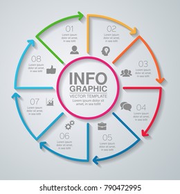 Vector infographic template for diagram, graph, presentation, chart, business concept with 8 options.