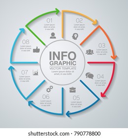 Vector infographic template for diagram, graph, presentation, chart, business concept with 8 options.