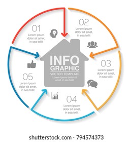 Vector infographic template for diagram, graph, presentation, chart, business concept with 5 options.
