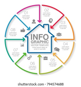 Vector infographic template for diagram, graph, presentation, chart, business concept with 8 options.