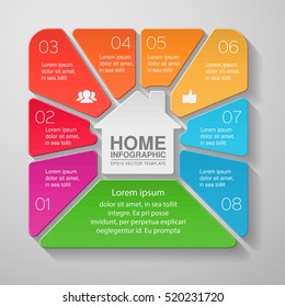 Vector infographic template, eight options, home