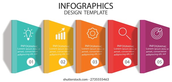 Vector infographic template. Infographic element in the form of a tower or stack with multi-colored positions. Infographic template, vector cubes and squares. Set of vector 3d graph modern infographic