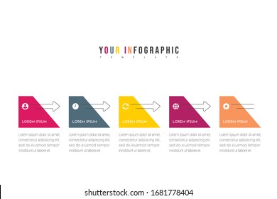 Vector infographic template with five steps or 5 options. Business concept design can be used for presentation, web, brochure, diagram.