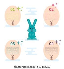 Vector infographic template with flat bunny illustration and eggs.