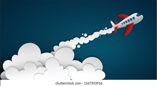 Vector Infographic Template : Flying air plane illustration concept for transportation, business, startup, education, technology and presentations