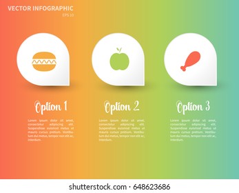 Vector infographic template with food icons. Business concept on the colorful background.