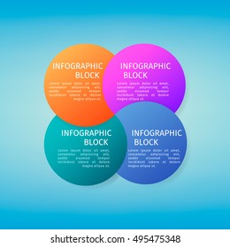 Vector infographic template. Four color circles imposed at each other.