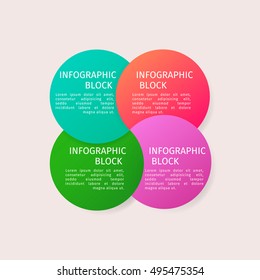 Vector infographic template. Four color circles imposed at each other.