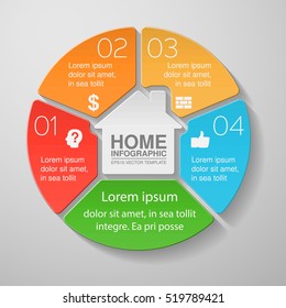 Vector infographic template, four options, home