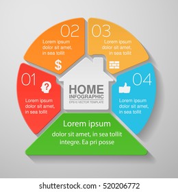 Vector infographic template, four options, home