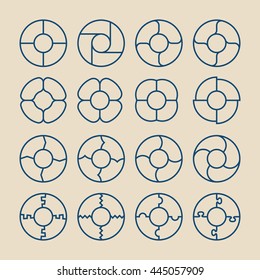 Vector infographic template, four sections circular diagrams.