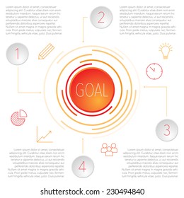 Vector infographic template with a goal and means with icons.