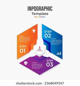 Infografía vectorial, Plantilla para gráfico, diagrama de ciclo, gráfico redondo, diseño de flujo de trabajo, opciones de número, diseño web. 3 pasos, partes, opciones, fases concepto de negocio
