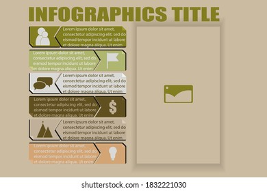 plantilla de infografía vectorial en tonos verdes con bloques rectangulares para información de texto, iconos y datos numéricos