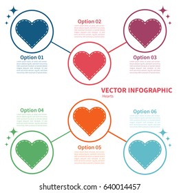 Vector infographic template with hearts. Concept on the white background.