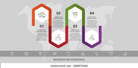 Vector infographic template hexagons for 4 icons, diagram, graph, presentation. Business concept with four steps. For content, timeline, workflow, banner, workflow, marketing, banner, levels, chart