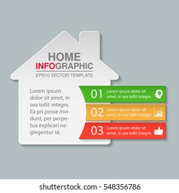 Vector infographic template, home, three options.