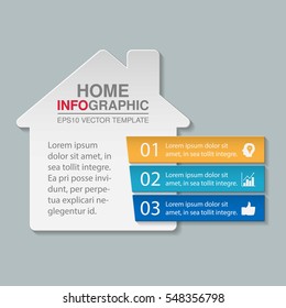 Vector infographic template, home, three options.
