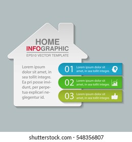 Vector infographic template, home, three options.