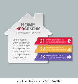 Vector infographic template, home, three options.