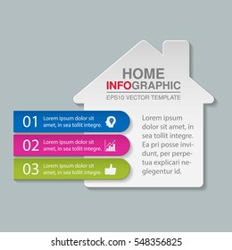 Vector infographic template, home, three options.