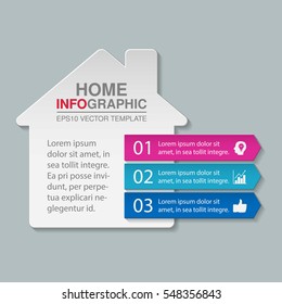 Vector infographic template, home, three options.