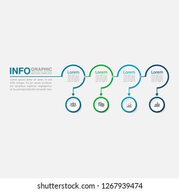 Vector infographic template for horizontal diagram, graph, presentation, chart, business concept with 4 options.