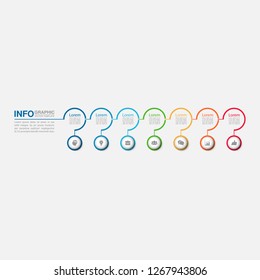 Vector infographic template for horizontal diagram, graph, presentation, chart, business concept with 7 options.
