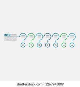 Vector infographic template for horizontal diagram, graph, presentation, chart, business concept with 7 options.