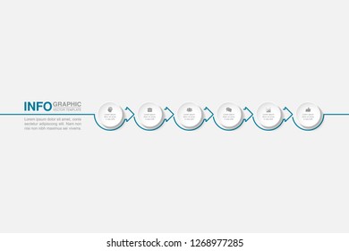 Vector infographic template for horizontal diagram, graph, presentation, chart, business concept with 6 options.