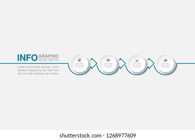Vector infographic template for horizontal diagram, graph, presentation, chart, business concept with 4 options.