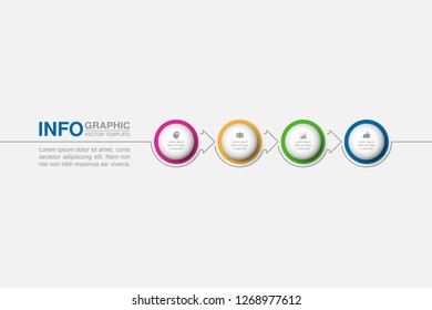 Vector infographic template for horizontal diagram, graph, presentation, chart, business concept with 4 options.