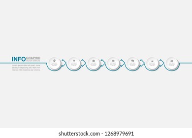 Vector infographic template for horizontal diagram, graph, presentation, chart, business concept with 7 options.
