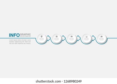 Vector infographic template for horizontal diagram, graph, presentation, chart, business concept with 5 options.