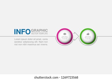 Vector infographic template for horizontal diagram, graph, presentation, chart, business concept with 2 options.