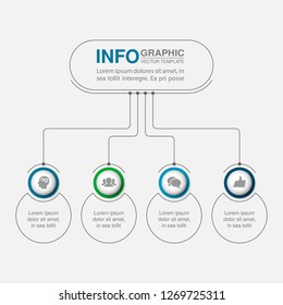 Plantilla de infografía vectorial para diagrama horizontal, gráfico, presentación, gráfico, concepto de negocio con 4 opciones.