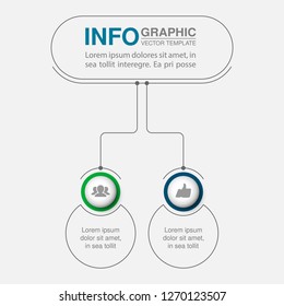 Vector infographic template for horizontal diagram, graph, presentation, chart, business concept with 2 options.